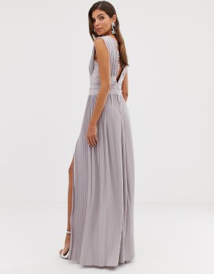 asos design high neck pleated maxi dress