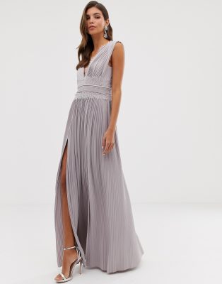 asos design high neck pleated maxi dress