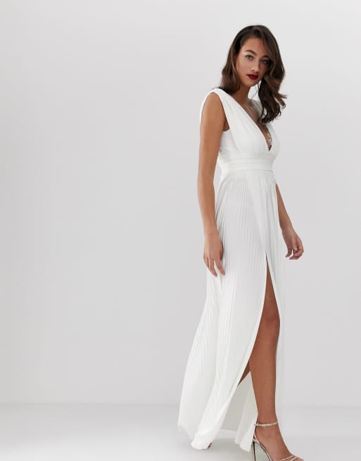 asos pleated maxi dress with lace inserts