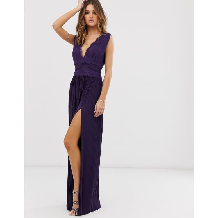 Asos premium lace insert pleated maxi dress sale