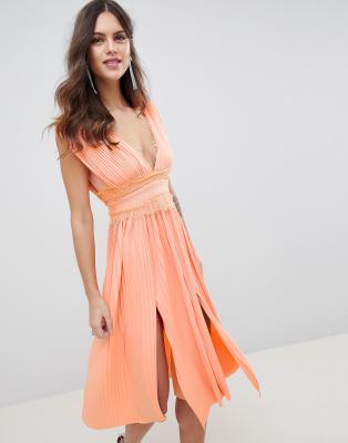 asos design premium lace midi dress