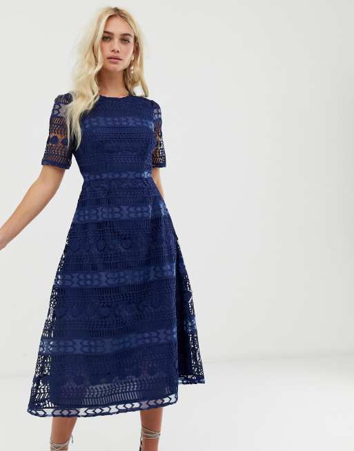 Asos design premium on sale lace midi dress