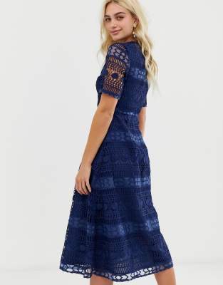 Asos premium occasion lace midi sales dress