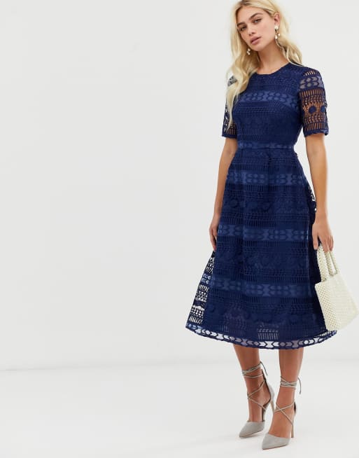 Premium lace midi discount dress