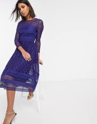 asos premium lace midi skater dress