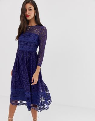 asos premium lace midi