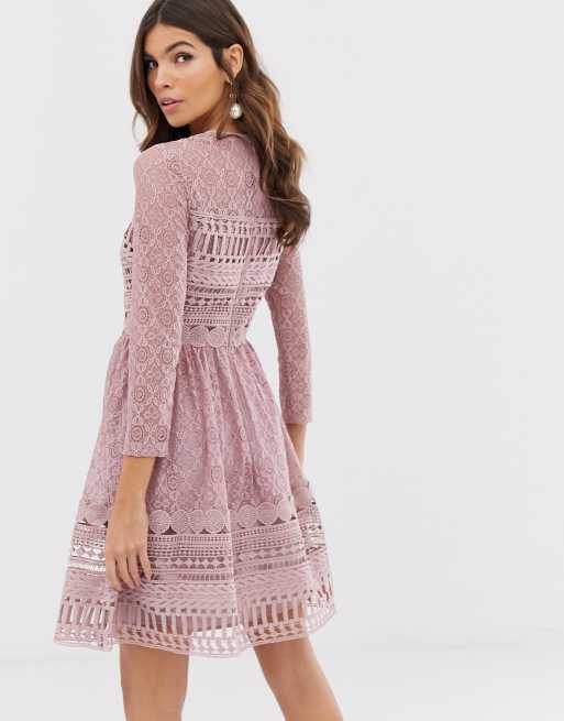 Asos design premium lace midi store skater dress