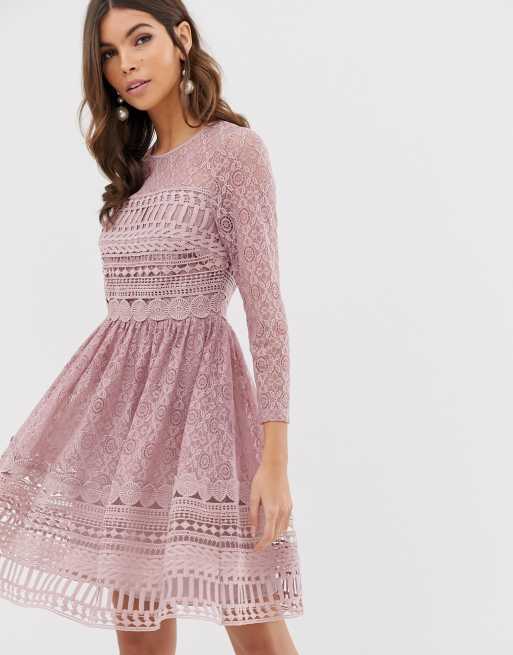 Asos design premium lace midi best sale skater dress