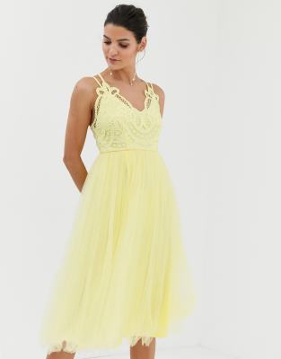 yellow lace dress asos