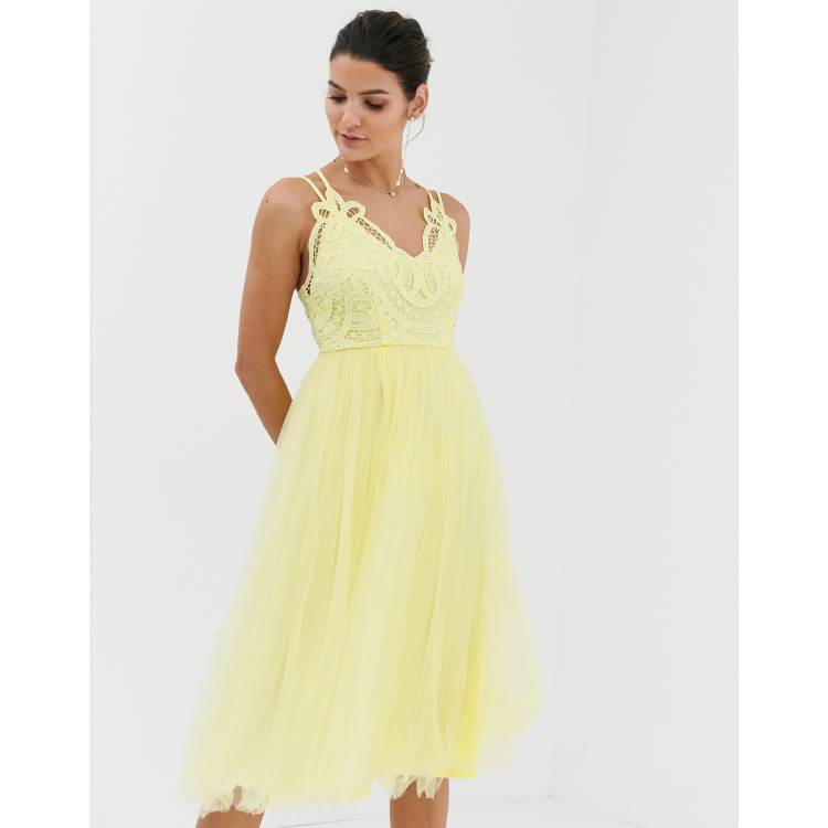 Asos design lace top tulle 2024 midi dress