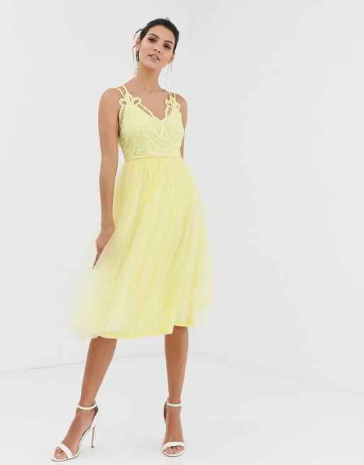 Asos design premium lace best sale cami top tulle midi dress