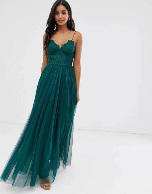 Asos Design Premium Lace Top Tulle Maxi Dress Asos 7154