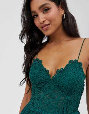 asos design premium lace top tulle maxi dress