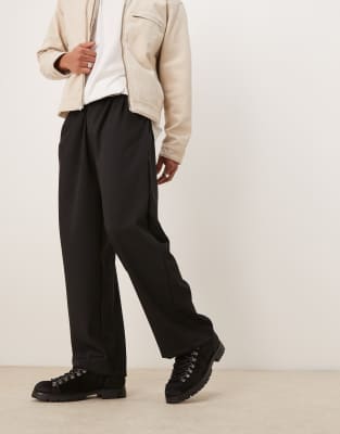 ASOS DESIGN Premium lace up hiker shoes in black cow hair