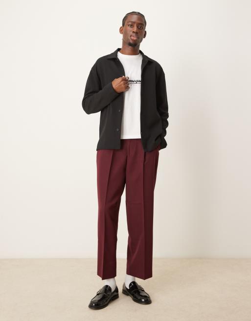 ASOS DESIGN – Premium – Langärmliges Relaxed Fit Shirt in Schwarz Interlock-Stoff mit Knopfleiste  , 4 von 4