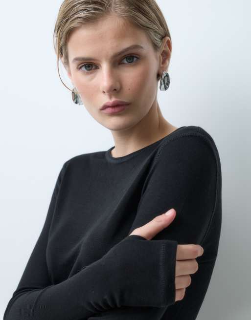 ASOS DESIGN premium langærmet top med rund hals i sort, 5 af 5