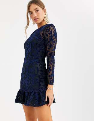 navy velvet mini dress