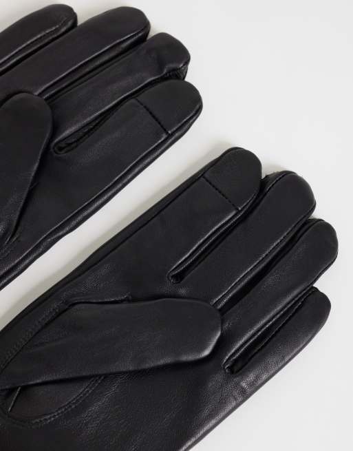 ASOS DESIGN premium læder-touchscreenhandsker i sort, 2 af 3