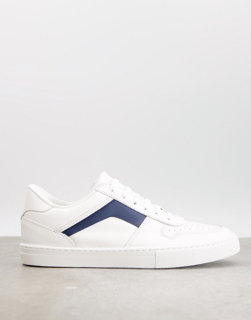 ASOS DESIGN premium leather and suede sneakers in white