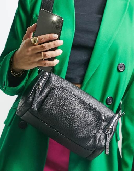 Green Leather Crossbody Camera Bag