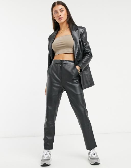 ASOS DESIGN premium leather suit in red, 3 of 3