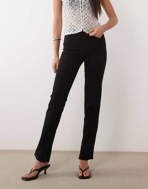 ASOS DESIGN Premium - Leggings skinny sartoriali in tessuto ponte neri con fascia in vita e zip sul fondo - view 1