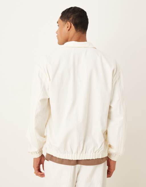 ASOS DESIGN Premium linen blend oversized track jacket in