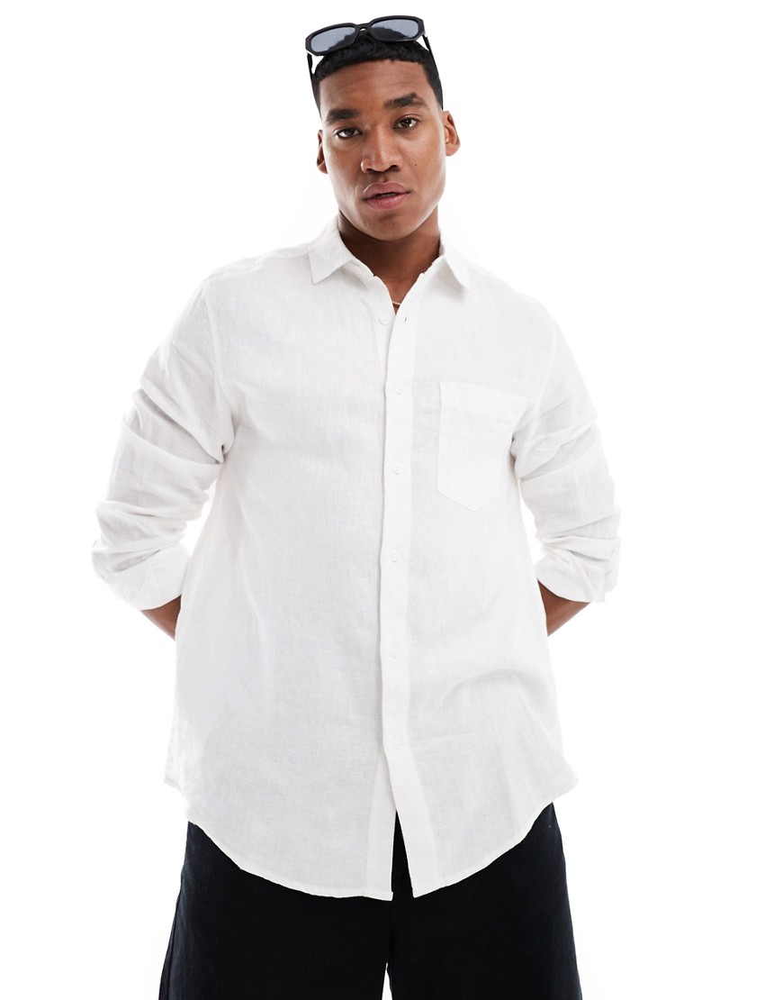 Asos Design Premium Linen Look Overshirt In White
