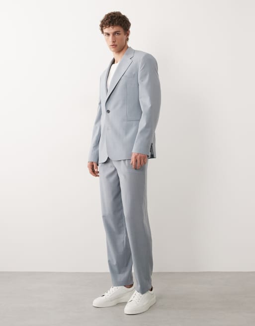 ASOS DESIGN – Premium – Ljusblå, smal kavaj i linne och ull, del av kostym, 2 av 9