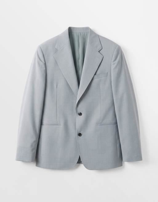ASOS DESIGN – Premium – Ljusblå, smal kavaj i linne och ull, del av kostym, 6 av 9