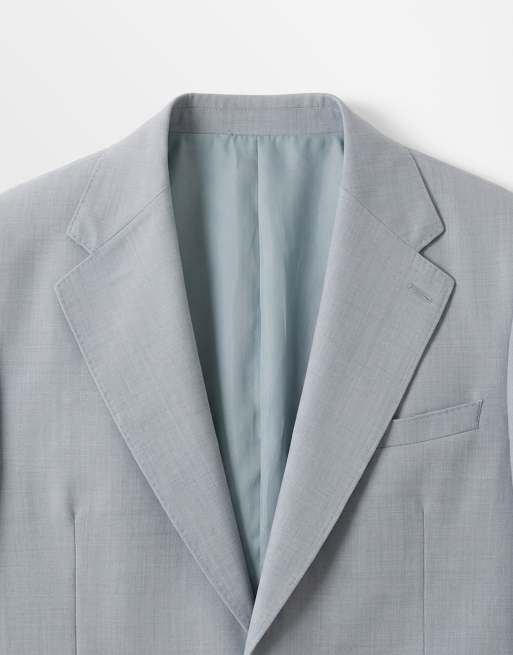 ASOS DESIGN – Premium – Ljusblå, smal kavaj i linne och ull, del av kostym, 8 av 9