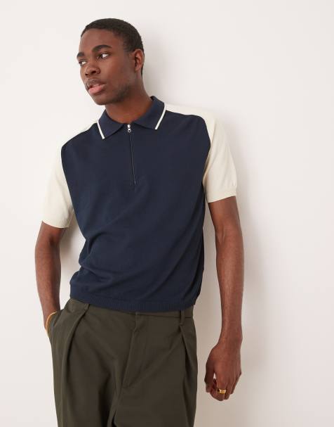 ASOS DESIGN – Premium – Locker und kastig geschnittenes Strick-Polohemd in Grün mit Reißverschluss - view 1