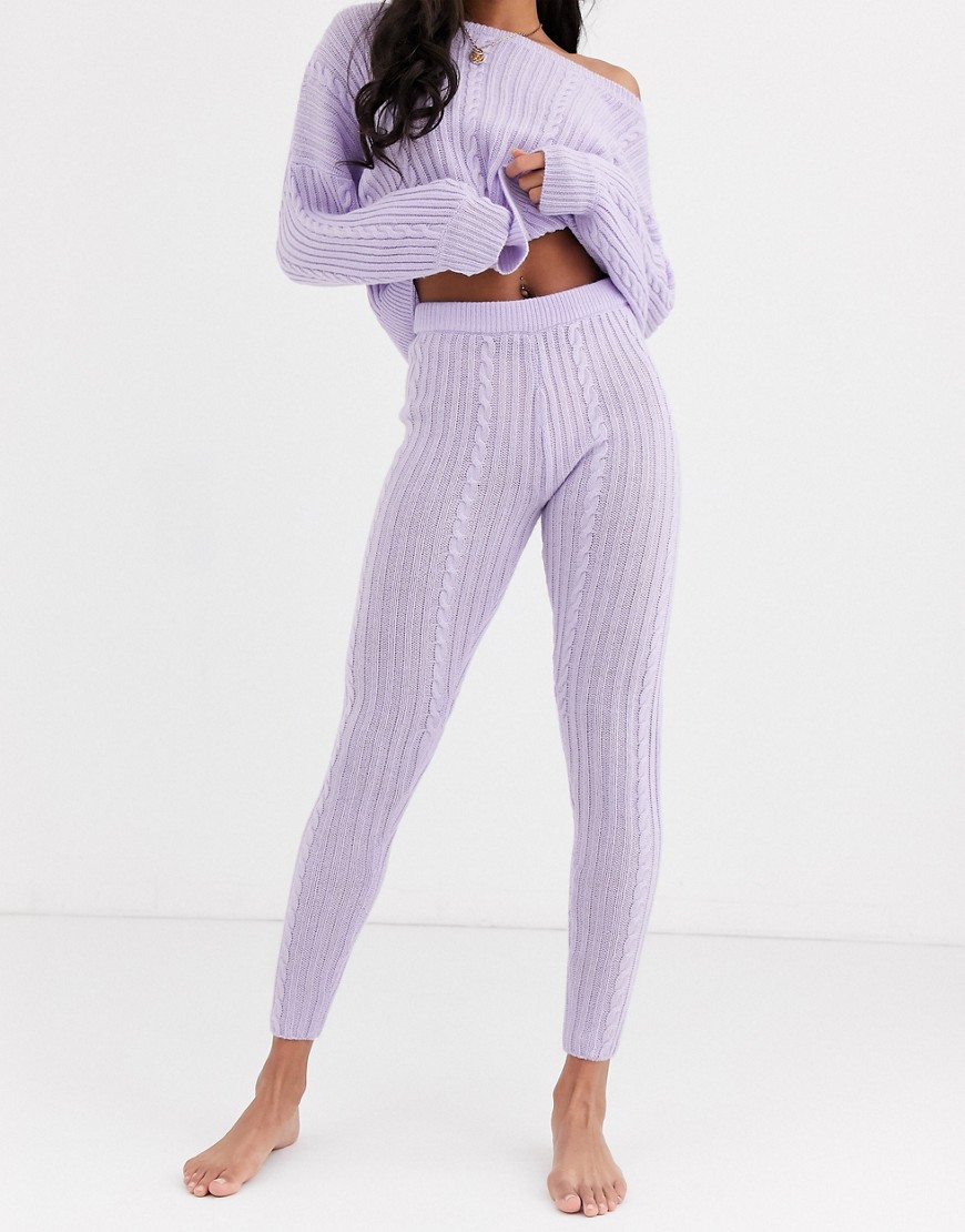 ASOS DESIGN premium lounge cable knit legging-Purple