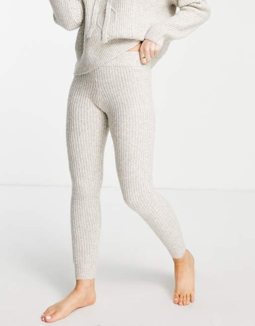 ASOS DESIGN premium lounge co-ord knitted rib legging in grey