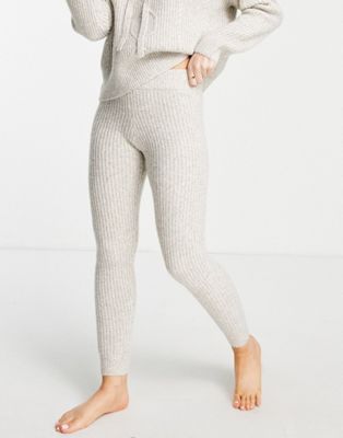 ASOS DESIGN mix & match lounge knitted cable knit leggings in beige