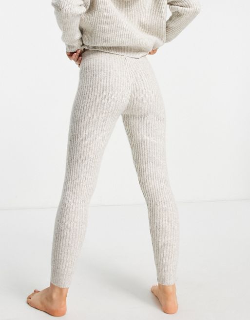 ASOS DESIGN premium lounge knitted rib legging in gray - part of a set