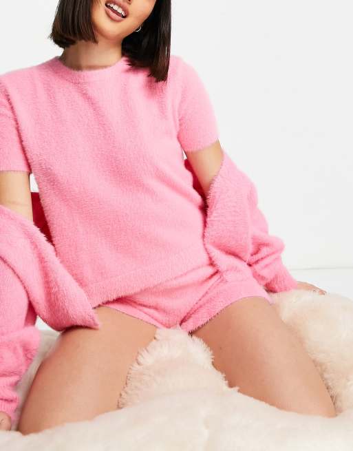 ASOS DESIGN mix & match lounge fluffy legging in pink