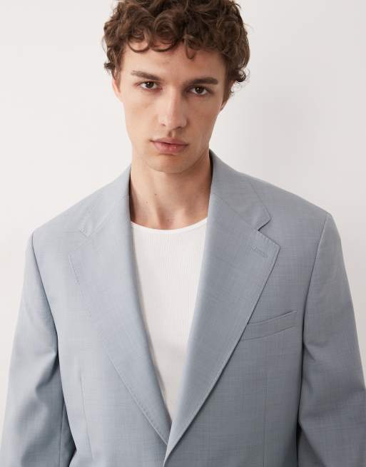 ASOS DESIGN - Premium - Lyseblå smal habitjakke i let hør- og uldblanding, 3 af 9