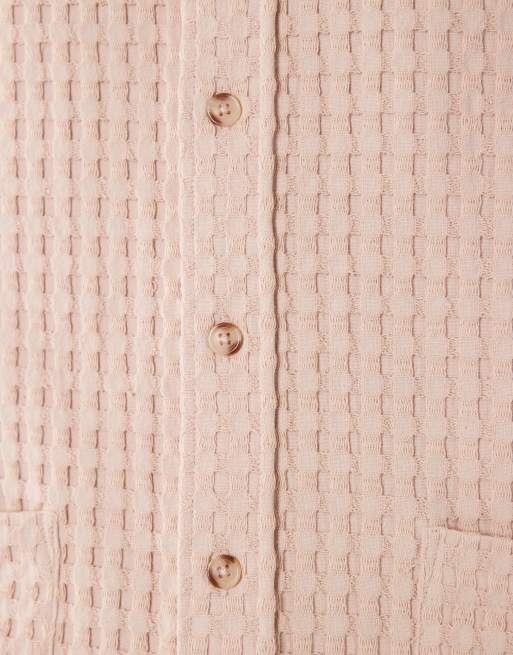 ASOS DESIGN - Premium - Lyserød afslappet skjorte med vaffeltekstur, 3 af 5
