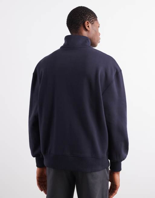 ASOS DESIGN – Premium – Marinblå, kraftig sweatshirt i oversize med kort dragkedja, 400gsm, 3 av 5
