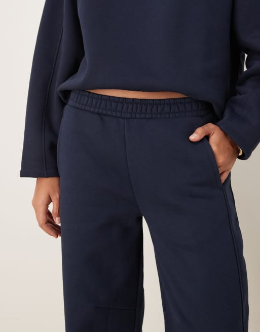 ASOS DESIGN – Premium – Marinblå, kraftiga mjukisbyxor med barrelben, 500gsm, 3 av 5