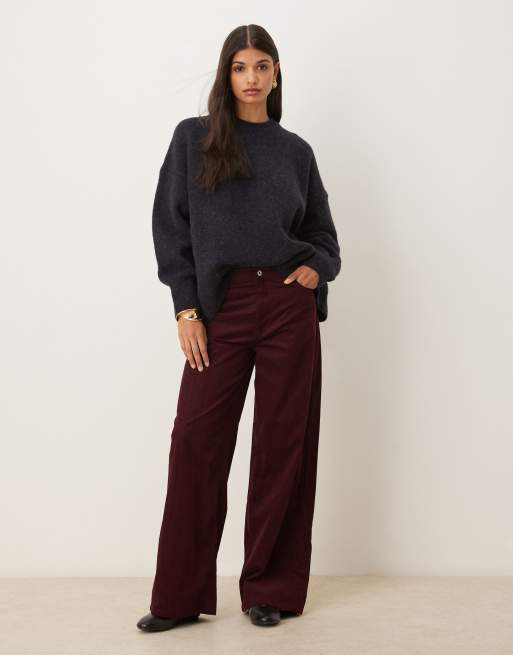 ASOS DESIGN – Premium – Marinblå tröja i ull- och alpackamix och oversize med rund halsringning, 4 av 4
