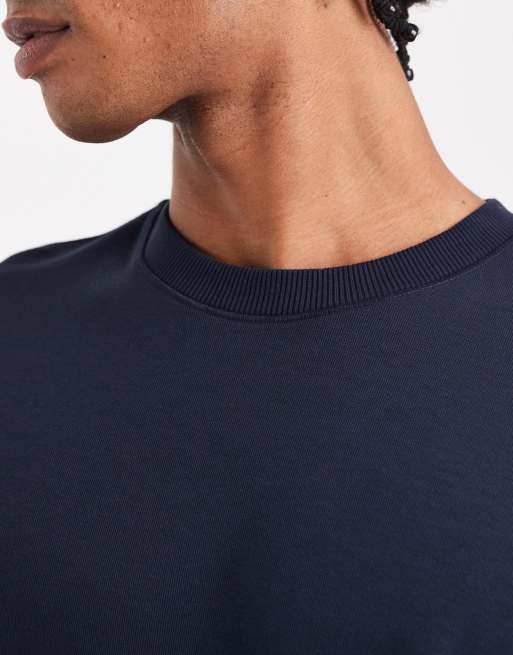 ASOS DESIGN - Premium - Marineblå afslappet T-shirt i interlock-stof , 5 af 5