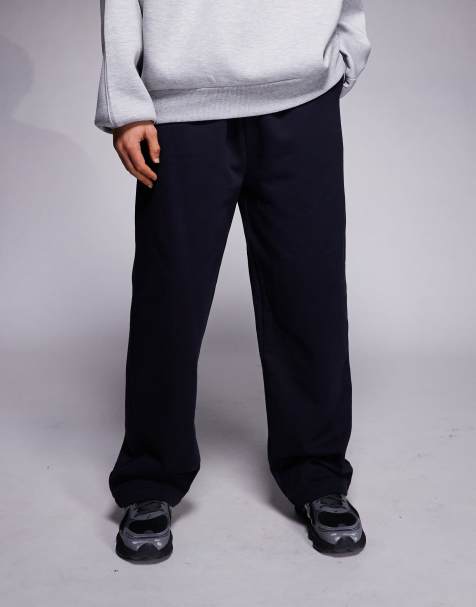 ASOS DESIGN - Premium - Marineblå joggingbukser med brede ben i kraftigt 400 gsm-stof - view 1