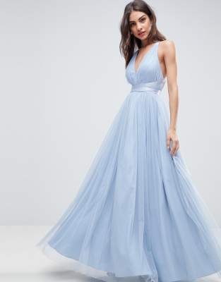 ASOS DESIGN Premium – Maxi-Ballkleid aus Tüll mit Schnürbändern | ASOS