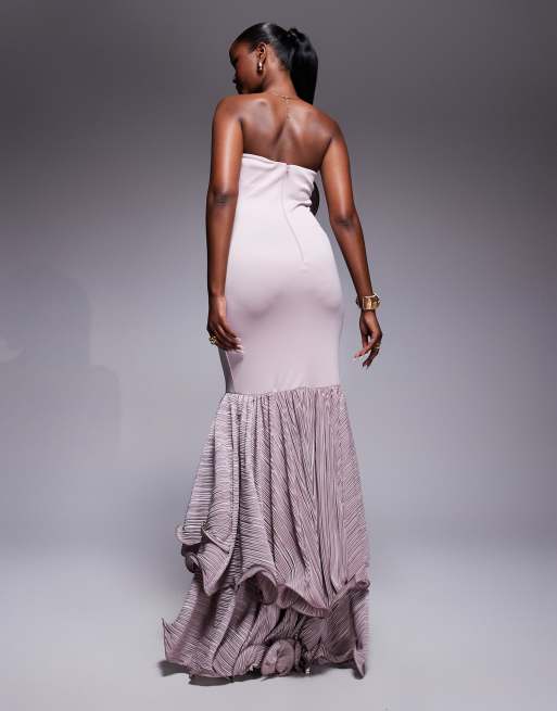 ASOS DESIGN scuba maxi dress with plisse ruffle detailing in blush