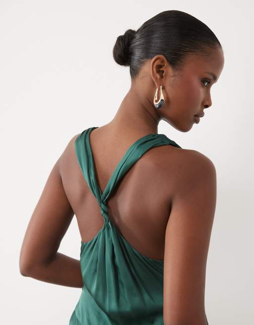 ASOS DESIGN Premium Maxikleid aus Modal-Satin mit tiefem Ausschnitt in Petrol, 4 von 4
