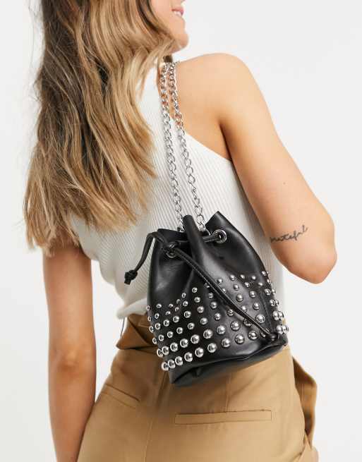 Black studded bucket bag new arrivals