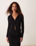 [ASOS DESIGN] ASOS DESIGN premium modal button through cardigan in black XS Black