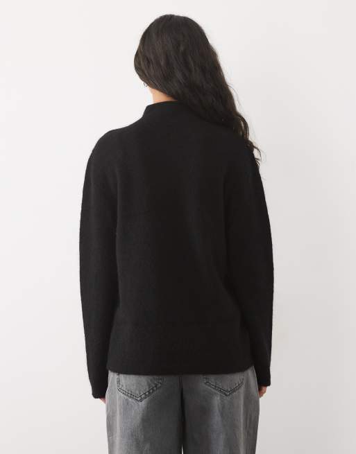 ASOS DESIGN premium mohair blend high neck sweater in black, 4 of 4